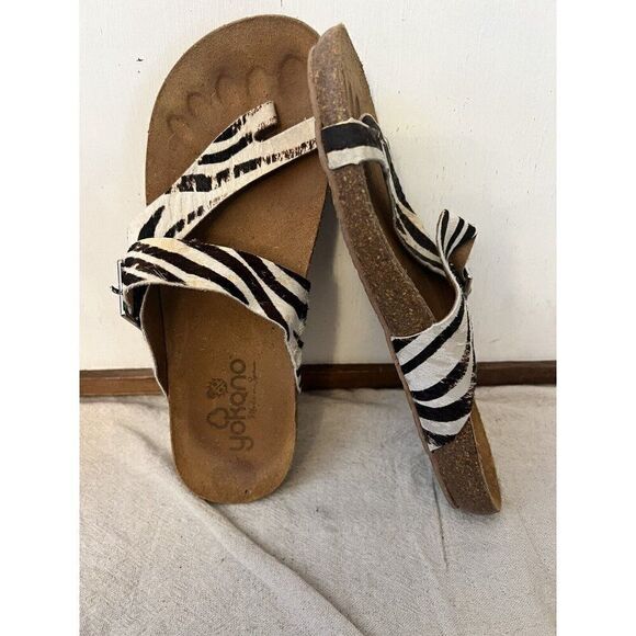 Yokono Calf Hair Animal Print Ibiza Zebra Sandals 7.5 - Picture 2 of 7